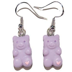 5for$25 Bear Earrings‎ Pastel Purple Lightweight Resin Hypoallergenic 925